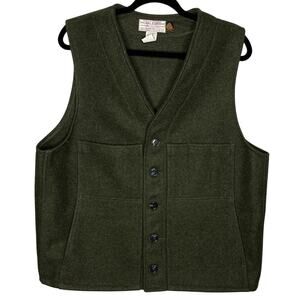 Vintage Filson Vest Mens 44 Forest Green Mackinaw Wool Heavyweight Made in USA